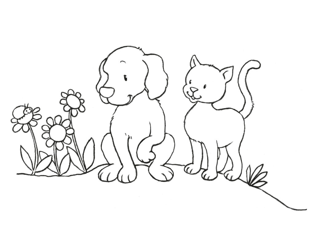 Die Schöpfung: Hund, Katze, Blumen und Käfer