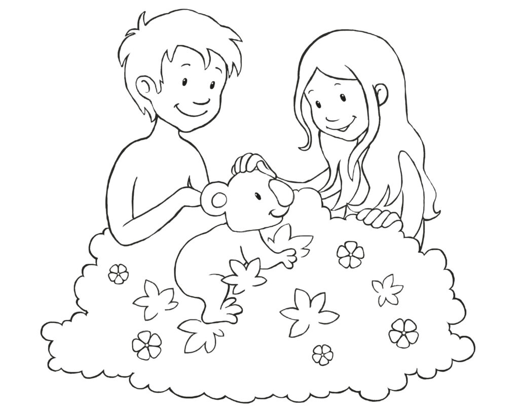 Adam und Eva mit einem Koalabären