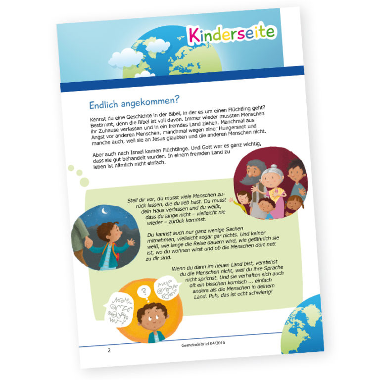 Gemeindebrief Kinderseite Thema Flüchtling