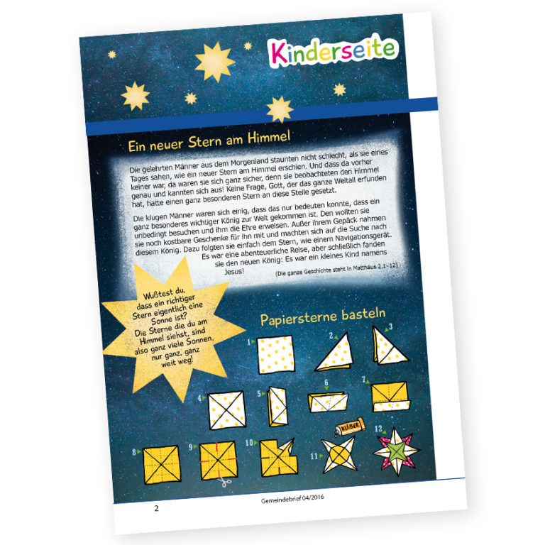 Gemeindebrief Kinderseite Thema Weihnachten (Stern)