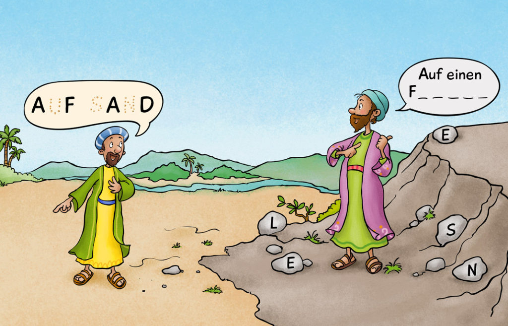 Rubbel-Rätsel-Heft Jesus und die zwei Häuser